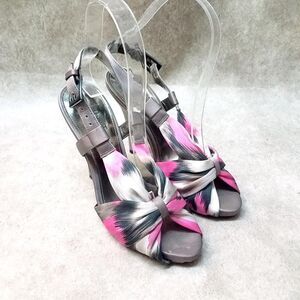 MIA Womens Size 6 Multicolor Peep Toe Slingback Floral 4" Heels